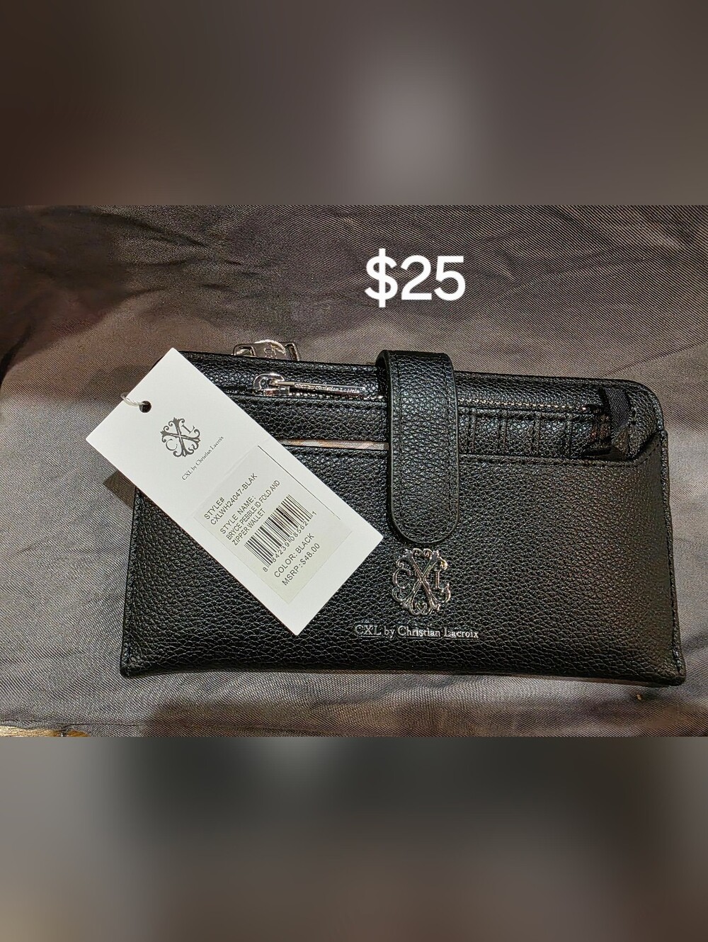 Christian Lacroix Bryce Pebble ID Fold And Zipper Wallet
